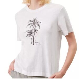 Gerard Darel White Beaded Palm Tree Tee